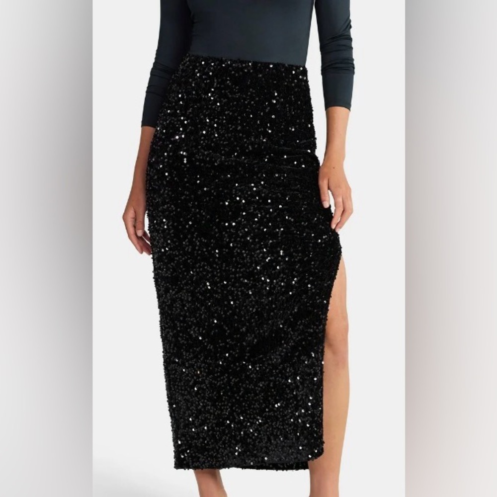Black Sequin Pencil Skirt